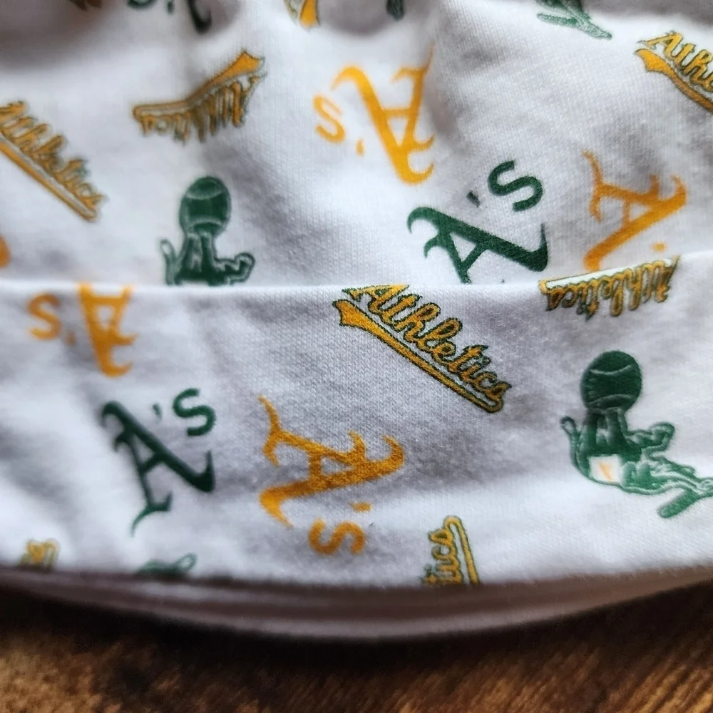 Oakland Athletics A's baseball infant baby white knotted hat